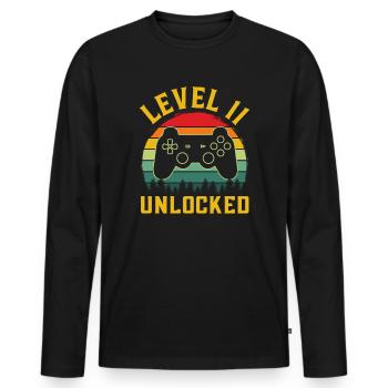 Level 11 freigeschaltetes T-Shirt Level 11 komplett - Männer Premium Bio Langarmshirt - Schwarz - Vorne - Nico (187cm)