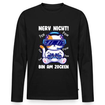 Gamer Lustiger Spruch - Männer Premium Bio Langarmshirt - Schwarz - Vorne - Nico (187cm)