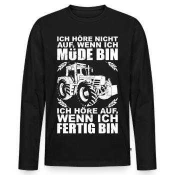 Bauer Traktor - Geschenk Landwirt - Männer Premium Bio Langarmshirt - Schwarz - Vorne - Nico (187cm)