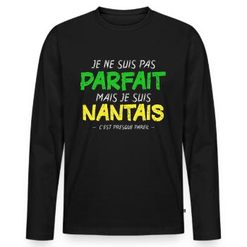 Nantes - Nantais - Ville - Foot - Cadeau - - T-shirt manches longues Premium bio Homme - noir - Devant - Nico (187cm)