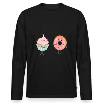 Donut und Muffin Szene Design - Männer Premium Bio Langarmshirt - Schwarz - Vorne - Nico (187cm)