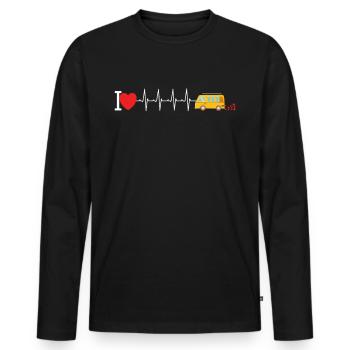 Van Life Camper Bus Herzschlag - Männer Premium Bio Langarmshirt - Schwarz - Vorne - Nico (187cm)