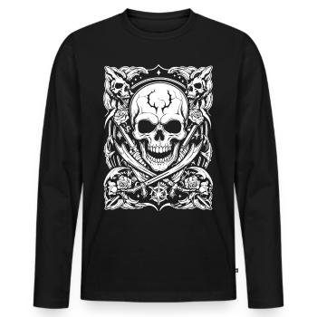 pirate skull - Men's Premium Organic Long Sleeve Shirt - black - Front - Nico (187cm)