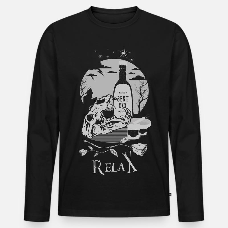Beste Relax Whiskey - Männer Premium Bio Langarmshirt - Schwarz