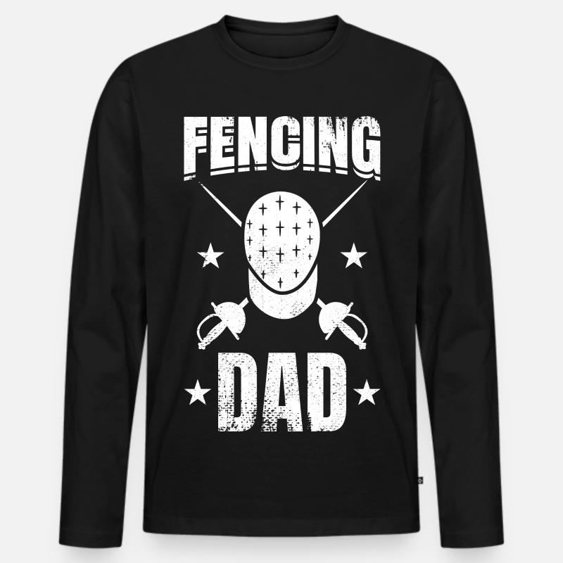 Fechten Papa - Männer Premium Bio Langarmshirt - Schwarz