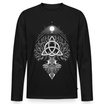 Yggdrasil Arbre de Vie Triquetra - T-shirt manches longues Premium bio Homme - noir - Devant - Nico (187cm)