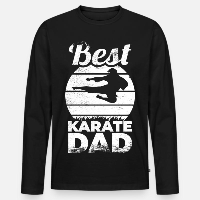 Bester Karate Vater - Männer Premium Bio Langarmshirt - Schwarz