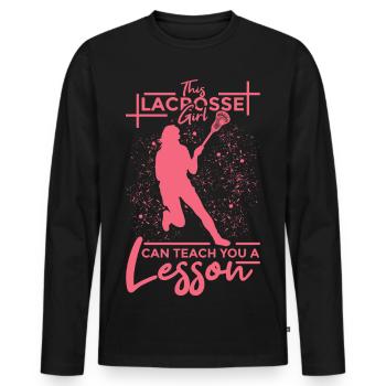 Lacrosse Mädel - Männer Premium Bio Langarmshirt - Schwarz - Vorne - Nico (187cm)