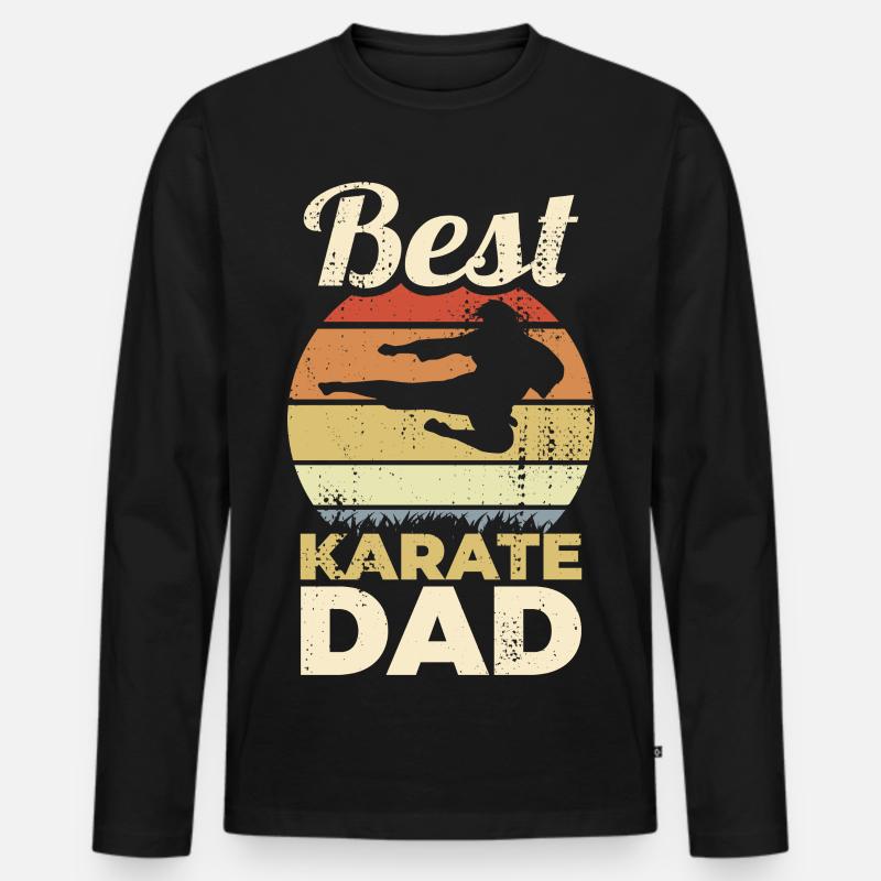 Bester Karate Papa - Männer Premium Bio Langarmshirt - Schwarz