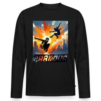 Parkour - T-shirt manches longues Premium bio Homme - noir - Devant - Nico (187cm)