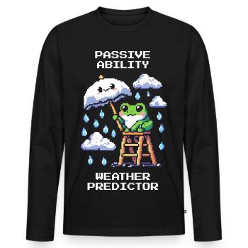 Capacité passive : Oracle météorologique | Météorologue - T-shirt manches longues Premium bio Homme - noir - Devant - Nico (187cm)