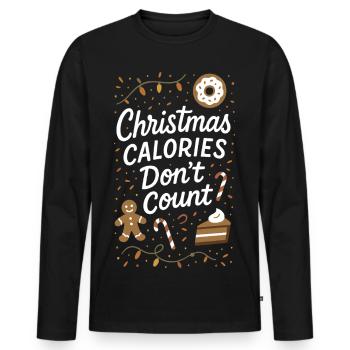 Christmas Calories Don't Count Holiday Humor - Men's Premium Organic Long Sleeve Shirt - black - Front - Nico (187cm)