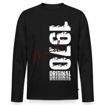 56th Birthday Gift Husband Wife March 1970 - Men's Premium Organic Long Sleeve Shirt - black - Front - Nico (187cm)
