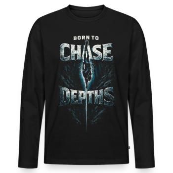 Freediving Freediving Chase Depths - Men's Premium Organic Long Sleeve Shirt - black - Front - Nico (187cm)