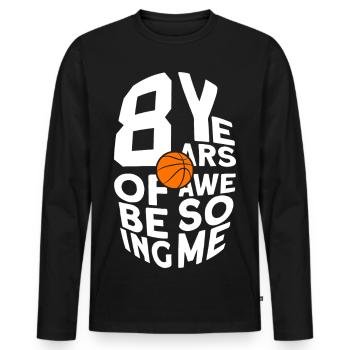 8 ANS À ÊTRE UN BASKET GÉNIAL 8E ANNIVERSAIRE - T-shirt manches longues Premium bio Homme - noir - Devant - Nico (187cm)