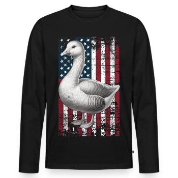 Embden Goose US Emdengans - Men's Premium Organic Long Sleeve Shirt - black - Front - Nico (187cm)