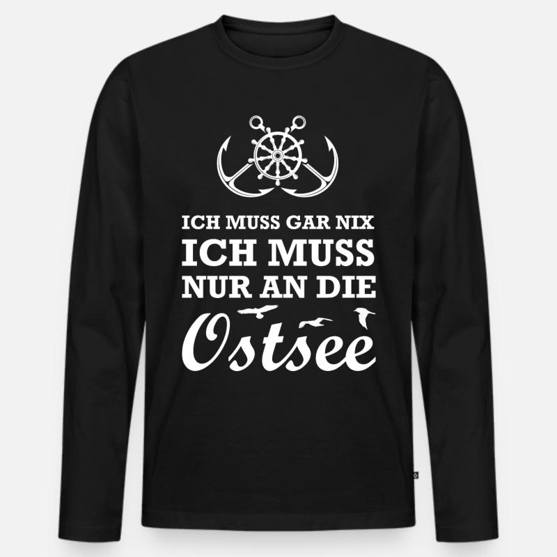 Ostsee Küstenkind Möwen Anker Geschenkidee - Männer Premium Bio Langarmshirt - Schwarz