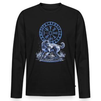 Vegvisir Mieux vaut être un loup d'Odin - T-shirt manches longues Premium bio Homme - noir - Devant - Nico (187cm)