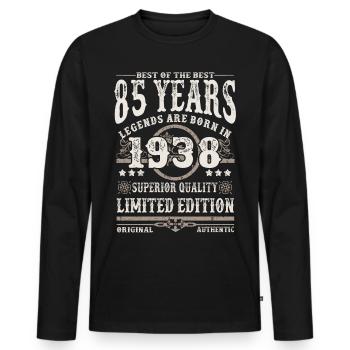 Né en 1938 - 85 ans - T-shirt manches longues Premium bio Homme - noir - Devant - Nico (187cm)