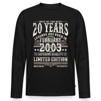 Né en février 2003 - 20 ans - T-shirt manches longues Premium bio Homme - noir - Devant - Nico (187cm)