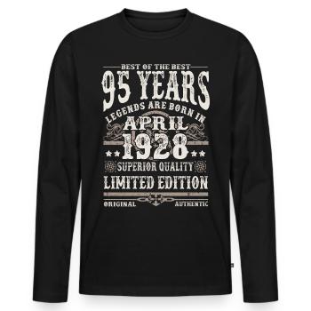 Born in April 1928 - 95 years old - Men's Premium Organic Long Sleeve Shirt - black - Front - Nico (187cm)