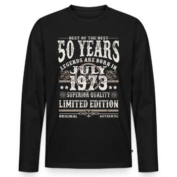 legends born in july 1973 - 50 years - Men's Premium Organic Long Sleeve Shirt - black - Front - Nico (187cm)