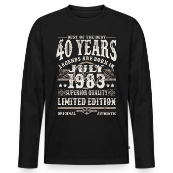 legends born in july 1983 - 40 years - Men's Premium Organic Long Sleeve Shirt - black - Front - Nico (187cm)