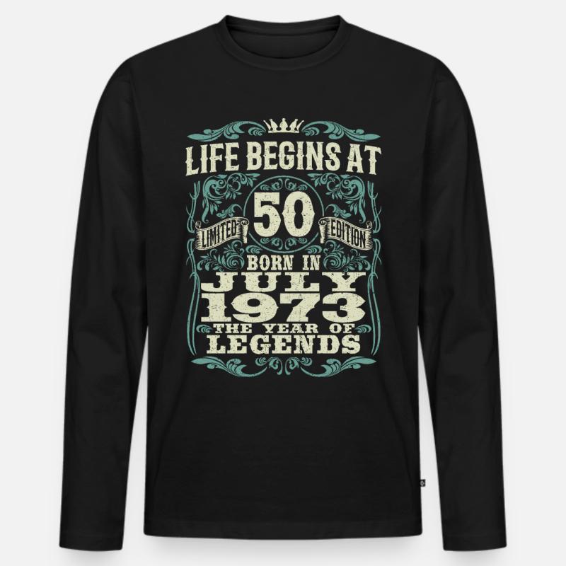 Das Leben beginnt mit 50 - geboren im Juli 1973 - Männer Premium Bio Langarmshirt - Schwarz