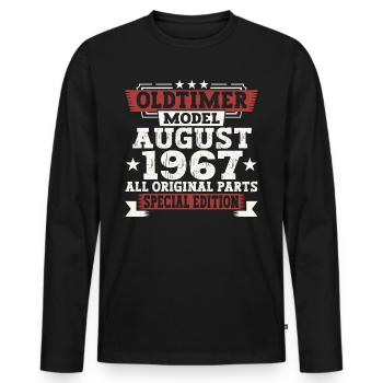 Oldtimer August 1967 55th Birthday Gift Fun - Men's Premium Organic Long Sleeve Shirt - black - Front - Nico (187cm)