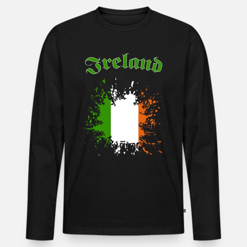 Ireland - Männer Premium Bio Langarmshirt - Schwarz