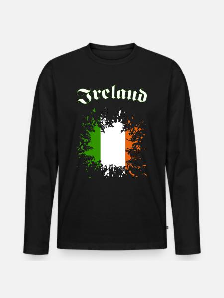 Ireland - Männer Premium Bio Langarmshirt - Schwarz