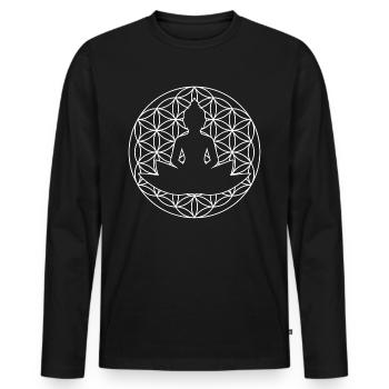 Fleurs de Bouddha de la vie - T-shirt manches longues Premium bio Homme - noir - Devant - Nico (187cm)