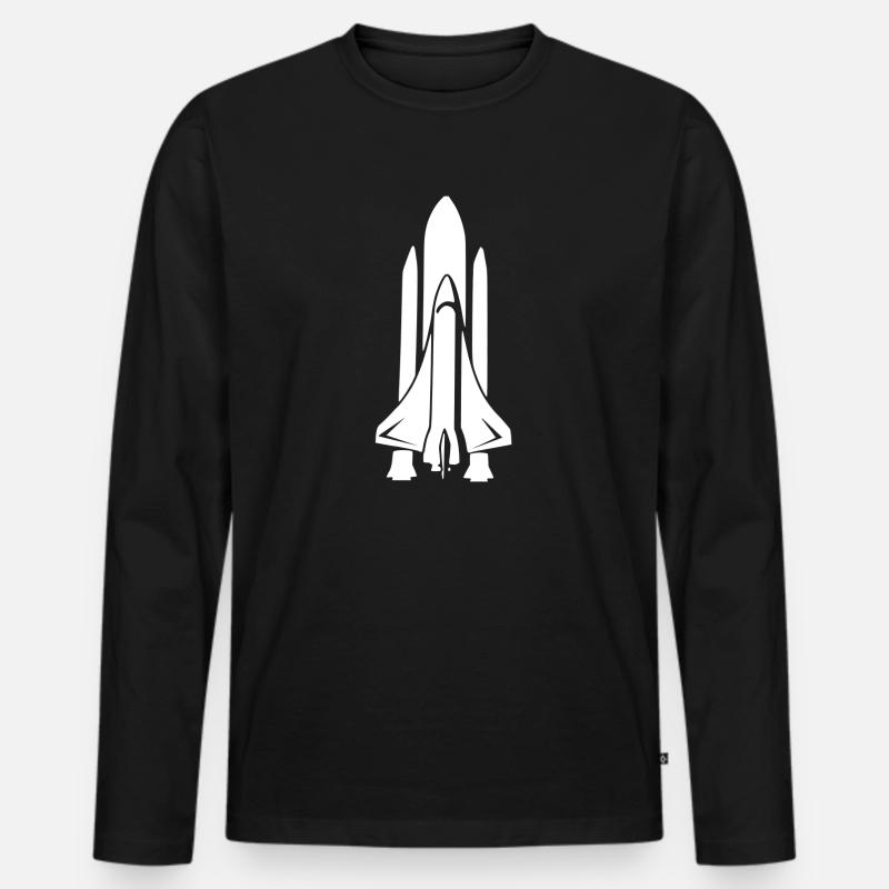 Rakete - Männer Premium Bio Langarmshirt - Schwarz