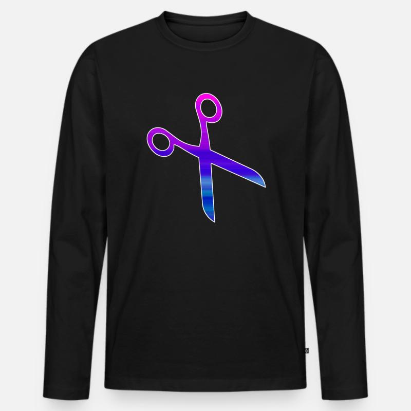 Friseur Schere - Männer Premium Bio Langarmshirt - Schwarz