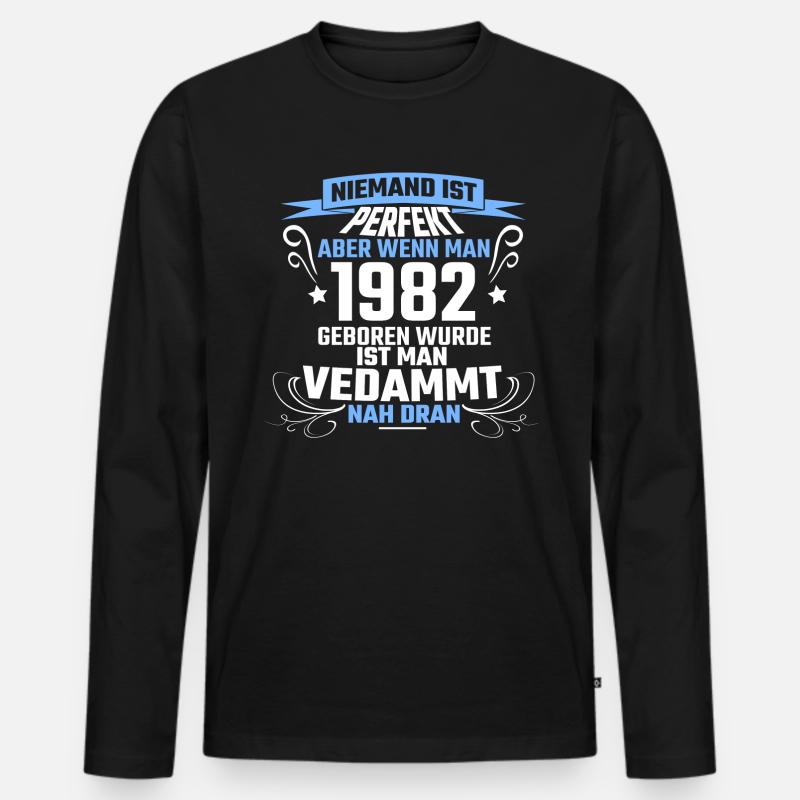1982 - Männer Premium Bio Langarmshirt - Schwarz