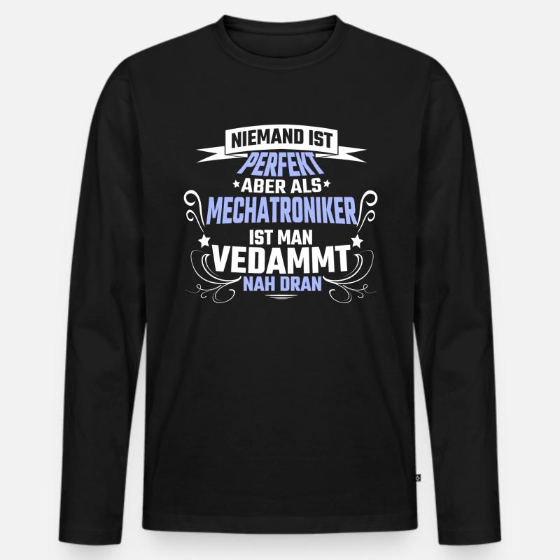 Mechatroniker Spruch Geschenk - Männer Premium Bio Langarmshirt - Schwarz
