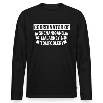 Coordinatrice de Shenanigans Malarkey & Tomfoolery - T-shirt manches longues Premium bio Homme - noir - Devant - Nico (187cm)