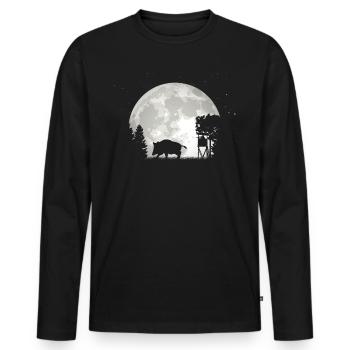 Hunter Wild Boar Wild Boar Hunting - Men's Premium Organic Long Sleeve Shirt - black - Front - Nico (187cm)