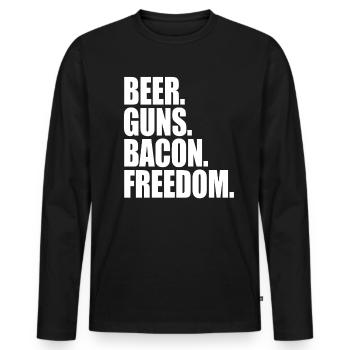 Bierpistolen Bacon Freedom America Patriotisch 4. - Männer Premium Bio Langarmshirt - Schwarz - Vorne - Nico (187cm)