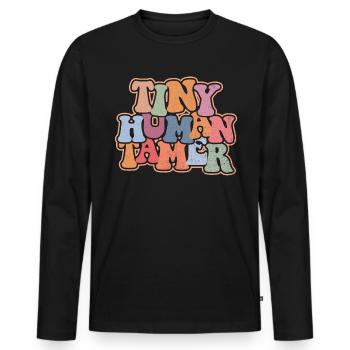Tiny Human Tamer Retro Daycare Lehrer - Männer Premium Bio Langarmshirt - Schwarz - Vorne - Nico (187cm)
