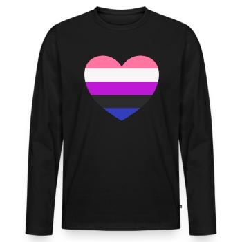 Geschlechtsfl�ssigkeit Flag Herz LGBTQ Genderfluid - Männer Premium Bio Langarmshirt - Schwarz - Vorne - Nico (187cm)