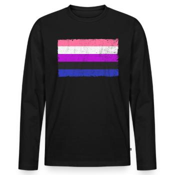 Gender Fluid Flag LGBTQ Vintage Genderfluid Flag - Männer Premium Bio Langarmshirt - Schwarz - Vorne - Nico (187cm)