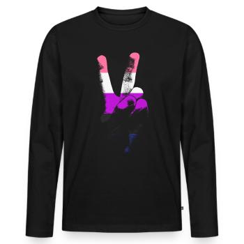 Geschlechtsfl�ssigkeit Flagge Frieden LGBTQ Gender - Männer Premium Bio Langarmshirt - Schwarz - Vorne - Nico (187cm)