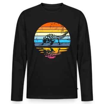 Ankylosaurus Retro Sonnenuntergang Dinosaurier Ank - Männer Premium Bio Langarmshirt - Schwarz - Vorne - Nico (187cm)