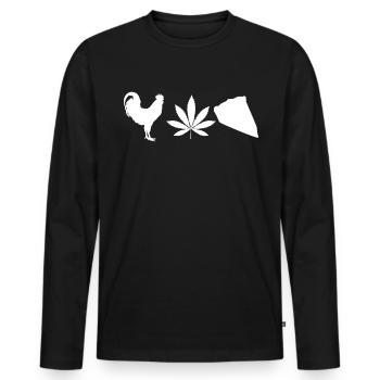 H�hnerkuchen Marihuana Wortspiel Unkraut Stoner - Männer Premium Bio Langarmshirt - Schwarz - Vorne - Nico (187cm)
