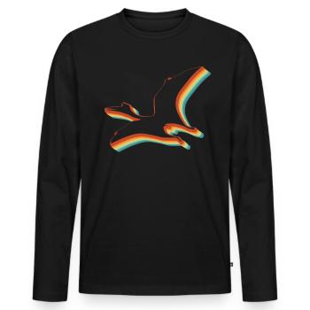 Quetzalcoatlus Retro Dinosaurier Kinder Vintage - Männer Premium Bio Langarmshirt - Schwarz - Vorne - Nico (187cm)