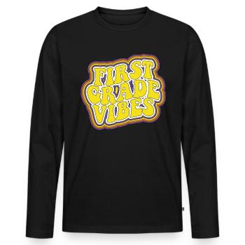 Stimmung der ersten Klasse Retro zur�ck in die - Männer Premium Bio Langarmshirt - Schwarz - Vorne - Nico (187cm)