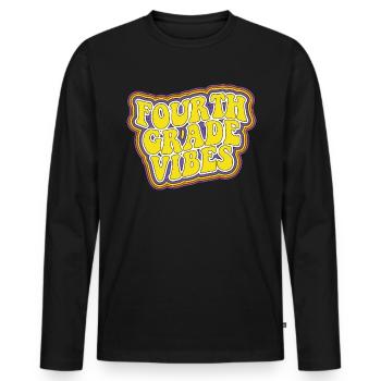 Vibe der vierten Klasse Retro zur�ck in die Schule - Männer Premium Bio Langarmshirt - Schwarz - Vorne - Nico (187cm)