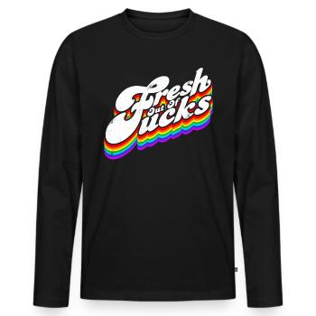 Frisch aus Ficks lustigem Sarkasmus frisch aus dem - Männer Premium Bio Langarmshirt - Schwarz - Vorne - Nico (187cm)