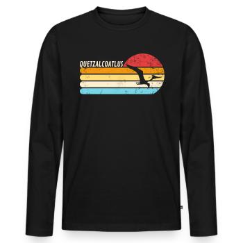 Quetzalcoatlus Retro Sunset Dinosaurier - Männer Premium Bio Langarmshirt - Schwarz - Vorne - Nico (187cm)